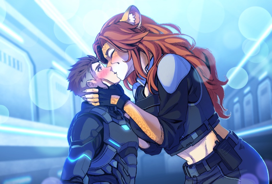 Animated visual novel kiss scene